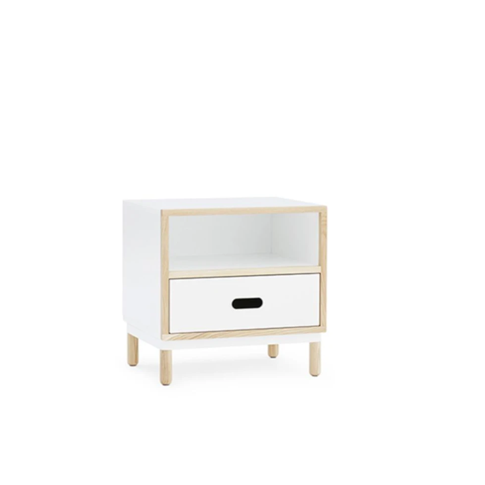 Minimalistyczna biała szafka nocna Kabino Normann Copenhagen