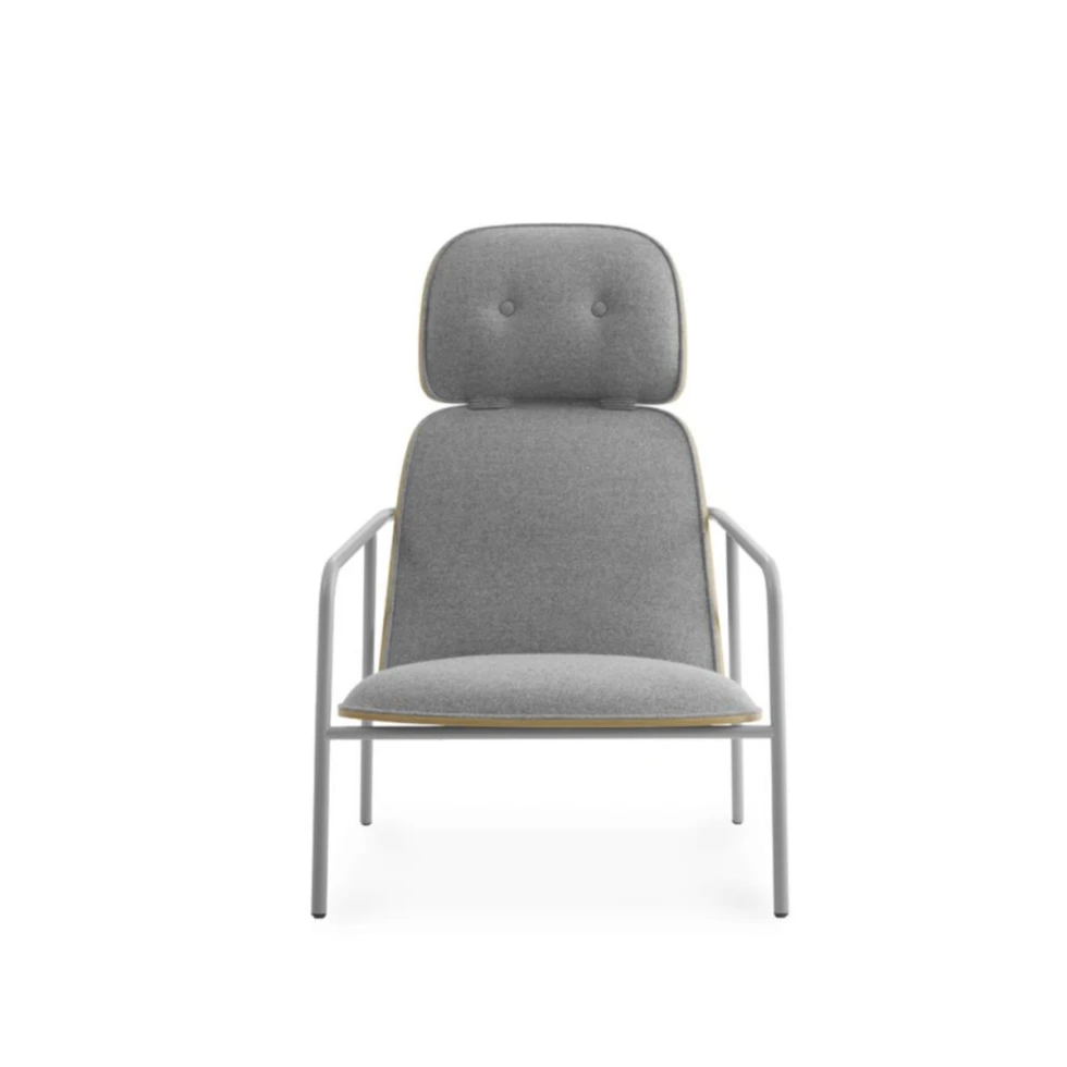 Nowoczesny fotel Pad High Grey Steel Oak-Synergy Normann Copenhagen