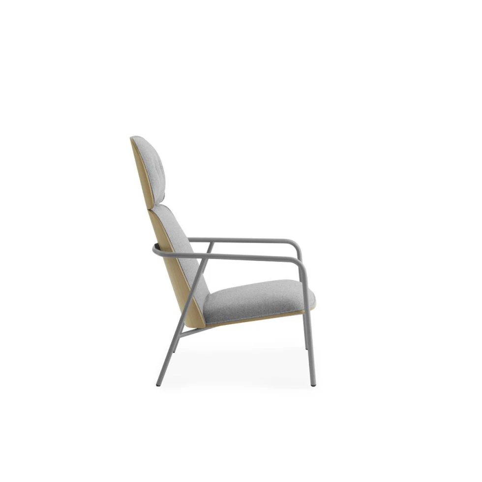 Tapicerowany fotel Pad High Grey Steel Oak-Synergy Normann Copenhagen