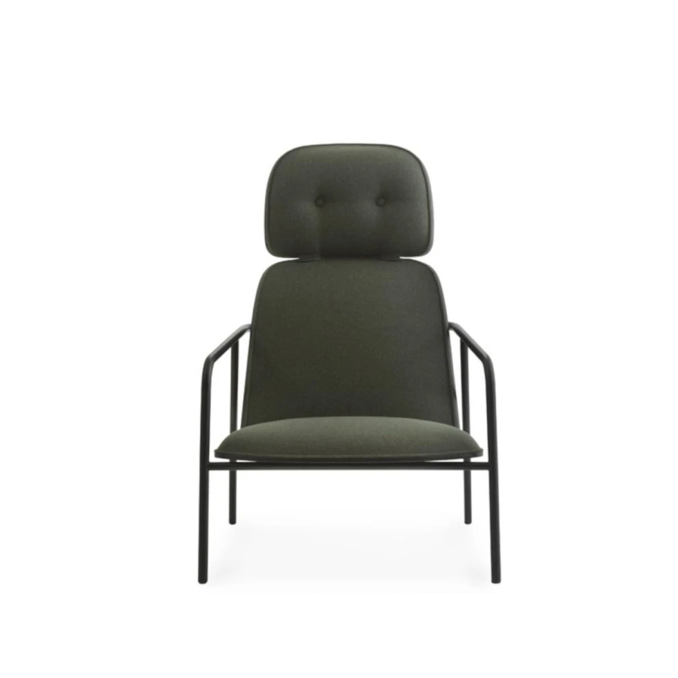 Nowoczesny fotel Pad High Black Steel Black -Synergy Normann Copenhagen