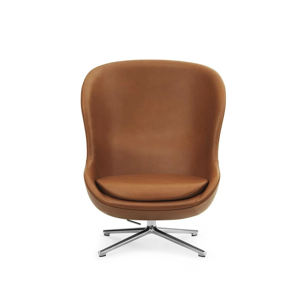 Wygodny fotel Hyg High Swivel Alu Ultra Leather Normann Copenhagen