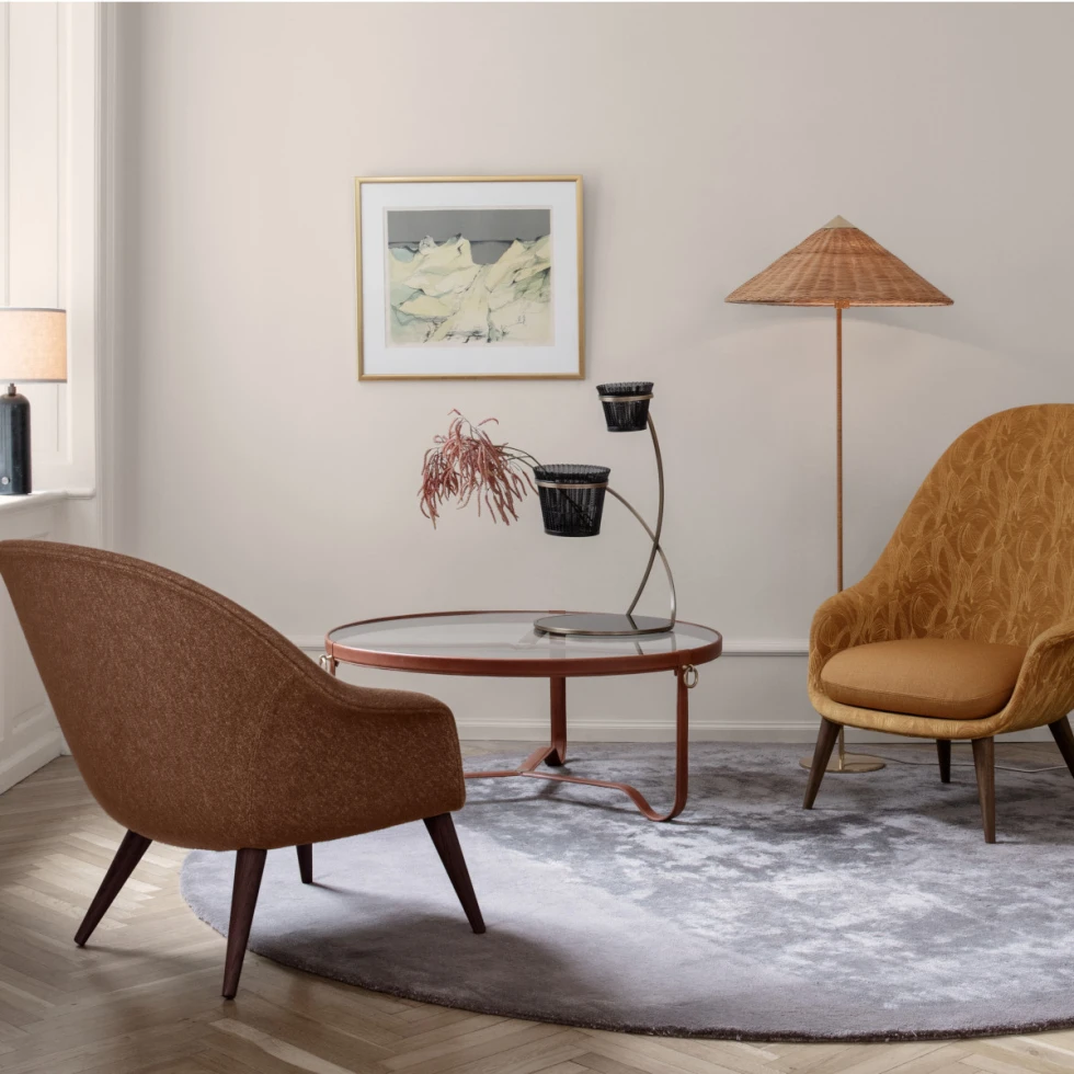 Okrągły szklany stolik kawowy Adnet Ø100cm Gubi