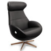 Tapicerowany czarną skórą fotel Globe obrotowy z pamięcią na drewnianej podstawie -  Conform