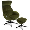 Fotel Globe obrotowy z pamięcią i podnóżkiem w kolorze ciemnej zieleni - Conform