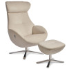 Zestaw fotel i podnóżek Globe Quattro x-foot tapicerowany tkaniną evita pearl -  Conform