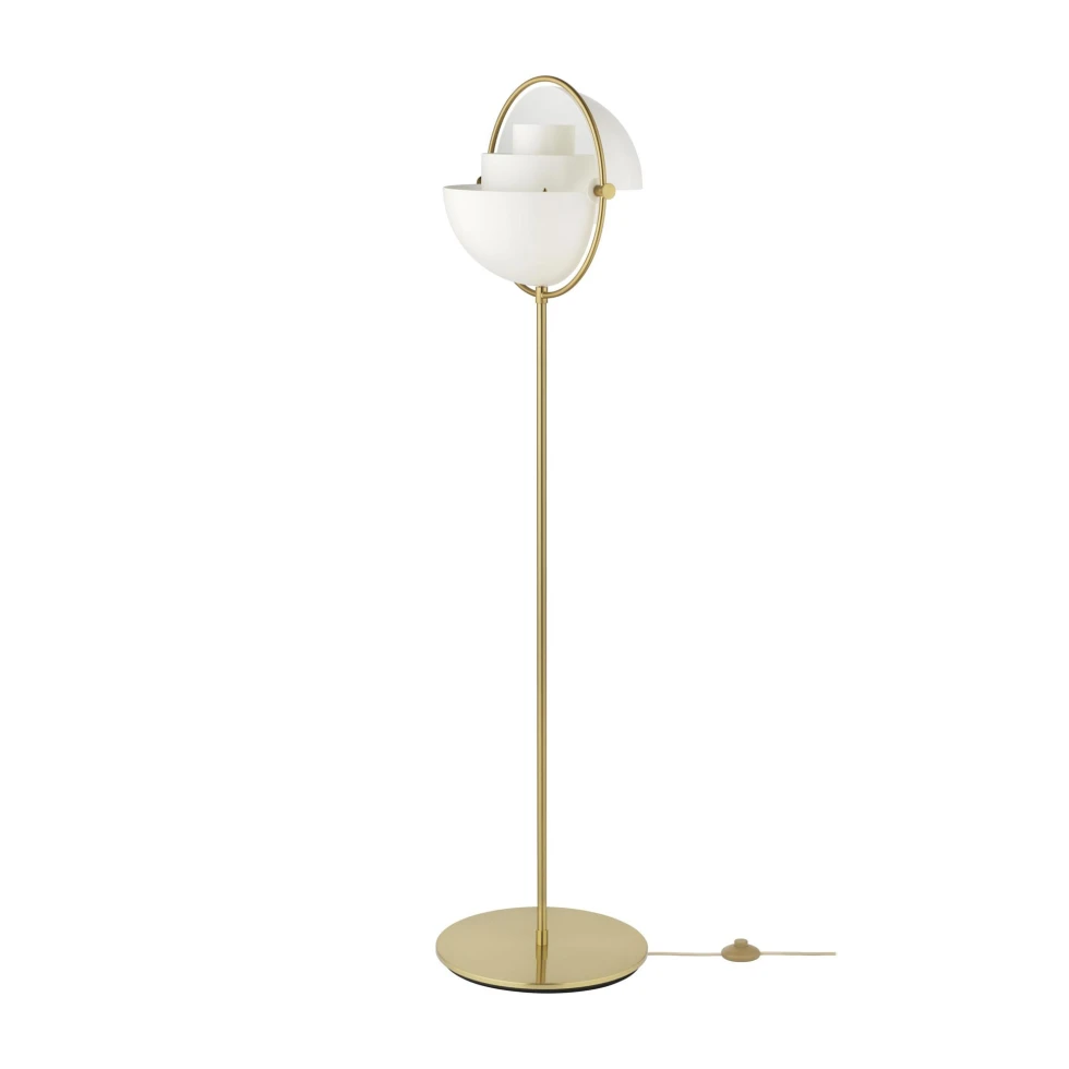 Regulowana lampa podłogowa Multi-Lite Brass Gubi