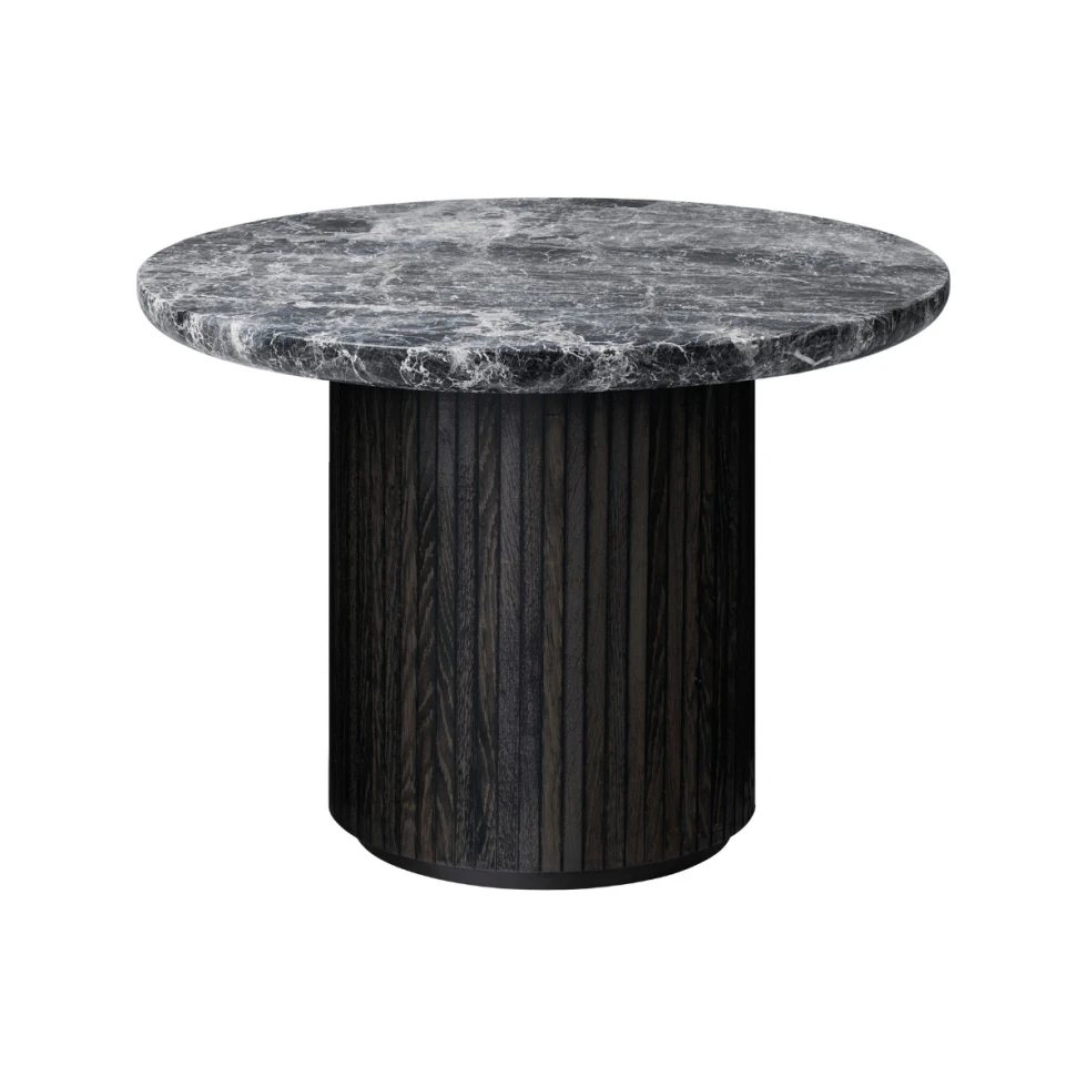 Stolik kawowy Moon Ø60 Gubi z szarym, marmurowym blatem