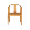 Jasne drewniane krzesło China Fritz Hansen ze skórzaną, poduszką