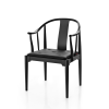 Czarne Krzesło China Fritz Hansen z pikowaną poduszką
