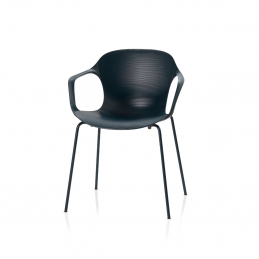 Krzesło NAP Fritz Hansen z podłokietnikami z falistym siedziskiem w kolorze czarnym