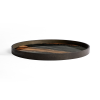 Taca dekoracyjna Bronze Organic Glass round L Ethnicraft z drewnianą obręczą