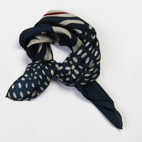 Apaszka jedwabna Mini Foulard Barbizon Bleu Blue Les Belles Vagabondes