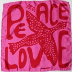 Apaszka jedwabna Mini Foulard Peace and Love Fuchsia Les Belles Vagabondes