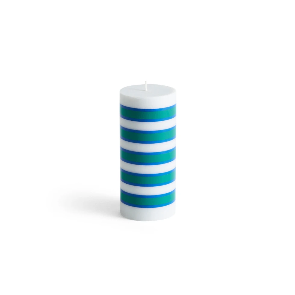 Świeca Column Small Light Grey Blue And Green HAY