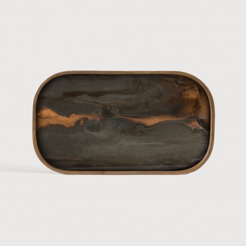 Taca dekoracyjna Bronze Organic Glass rectangular M Ethnicraft