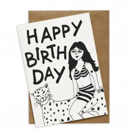 Kartka okolicznościowa Happy Birthday Jaguar Girl helen b